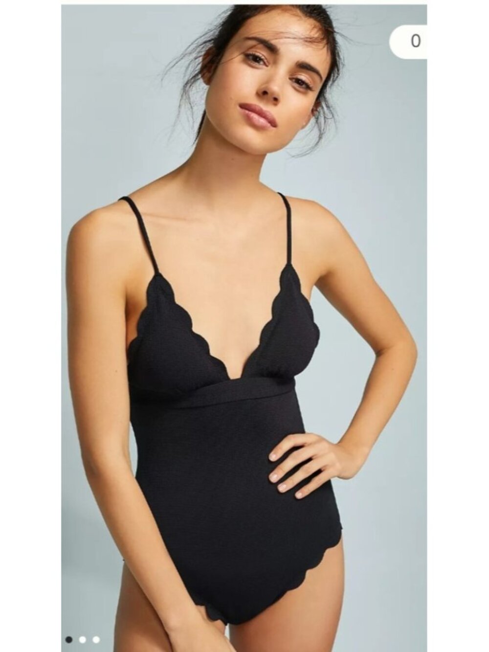 Marysia Santa Clara Women's Scalloped One Piece Swimsuit Navy Blue Size S